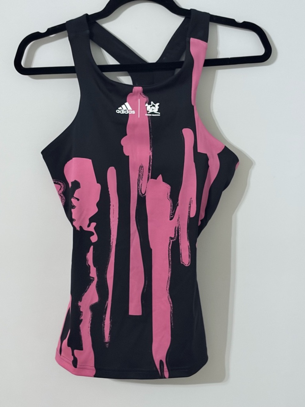 Adidas x Thebe Magugu Racerback Tank Top Pink Black Graphic Athletic S - Picture 1 of 4